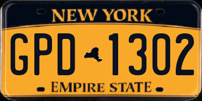 NY license plate GPD1302