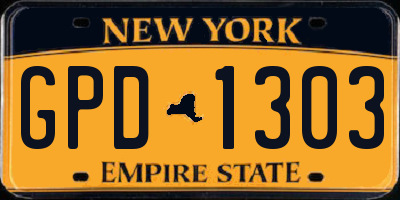 NY license plate GPD1303