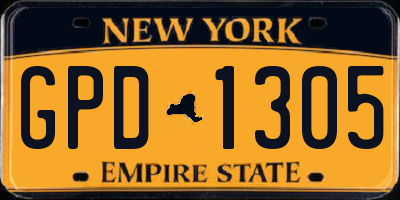 NY license plate GPD1305