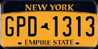 NY license plate GPD1313