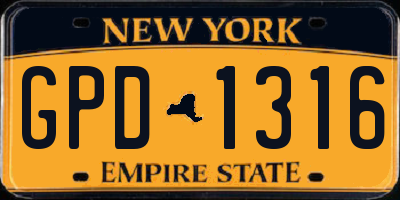 NY license plate GPD1316