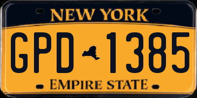 NY license plate GPD1385