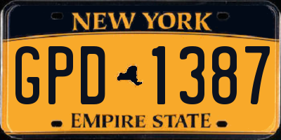 NY license plate GPD1387