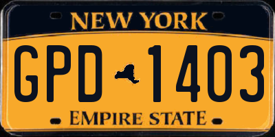 NY license plate GPD1403