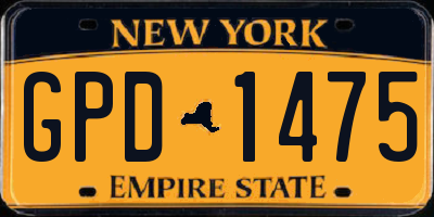 NY license plate GPD1475