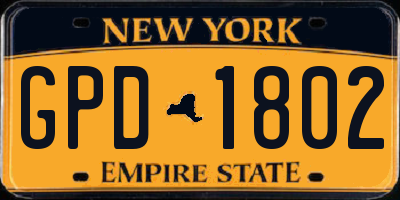 NY license plate GPD1802