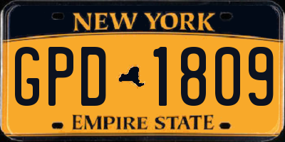 NY license plate GPD1809