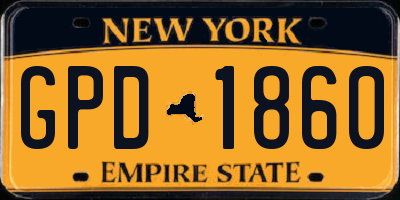 NY license plate GPD1860