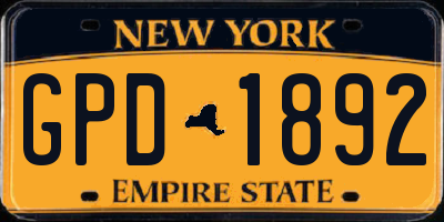 NY license plate GPD1892