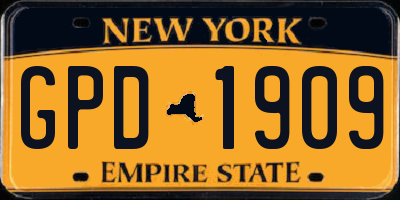 NY license plate GPD1909