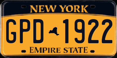 NY license plate GPD1922