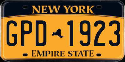 NY license plate GPD1923