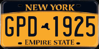 NY license plate GPD1925