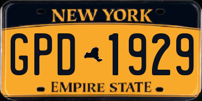 NY license plate GPD1929
