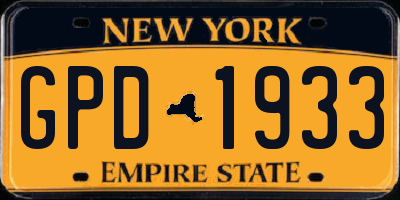 NY license plate GPD1933