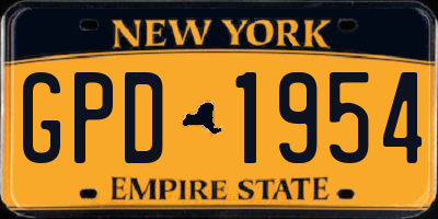 NY license plate GPD1954