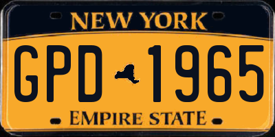 NY license plate GPD1965