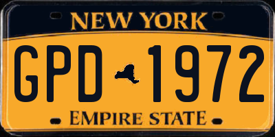 NY license plate GPD1972
