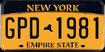 NY license plate GPD1981