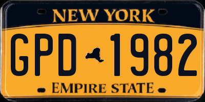 NY license plate GPD1982
