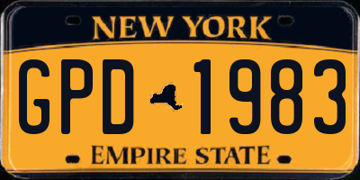 NY license plate GPD1983