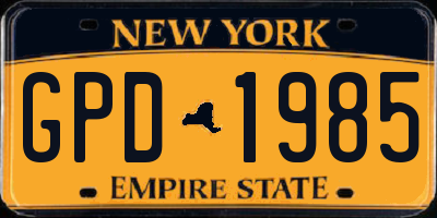 NY license plate GPD1985