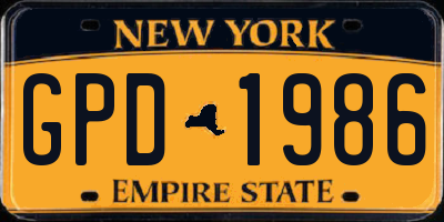NY license plate GPD1986