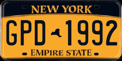 NY license plate GPD1992