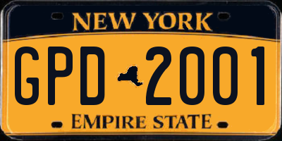NY license plate GPD2001
