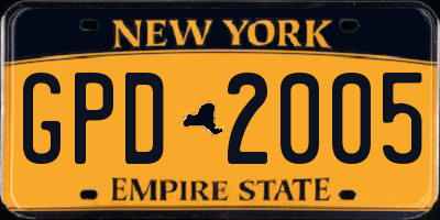 NY license plate GPD2005
