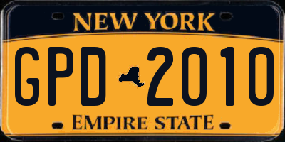 NY license plate GPD2010