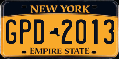 NY license plate GPD2013