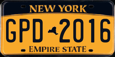 NY license plate GPD2016