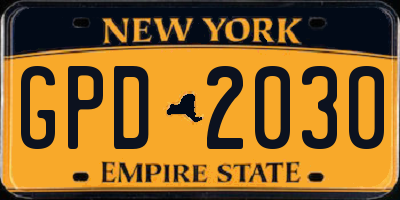 NY license plate GPD2030