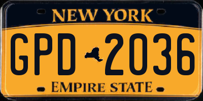 NY license plate GPD2036