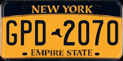 NY license plate GPD2070