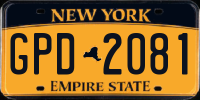 NY license plate GPD2081