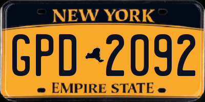 NY license plate GPD2092
