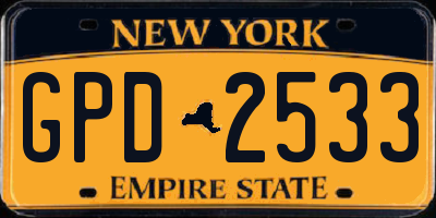 NY license plate GPD2533