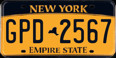 NY license plate GPD2567