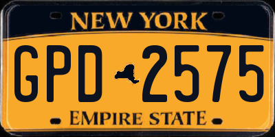 NY license plate GPD2575