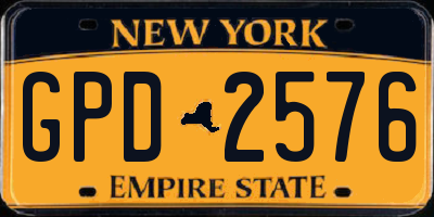 NY license plate GPD2576