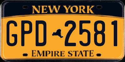 NY license plate GPD2581