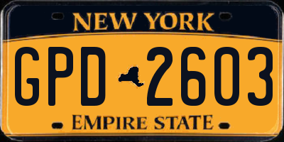 NY license plate GPD2603