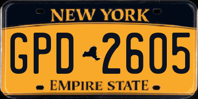 NY license plate GPD2605