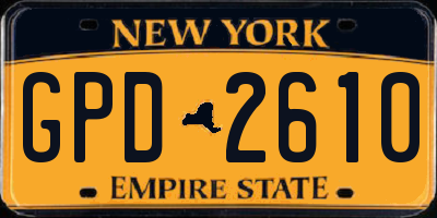 NY license plate GPD2610
