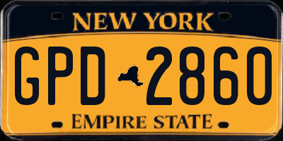 NY license plate GPD2860