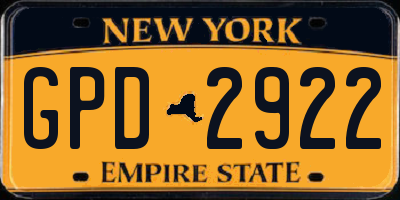 NY license plate GPD2922
