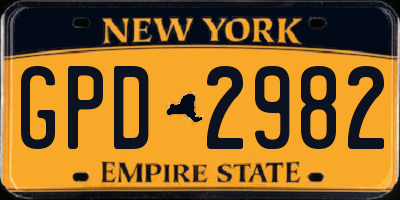 NY license plate GPD2982