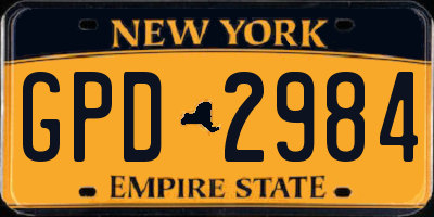 NY license plate GPD2984
